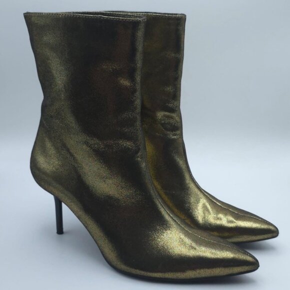 ZARA METALLIC Size 6 Thin Heel‎ Ankle Boots Gold Size 36 3143/010 - Picture 6 of 12
